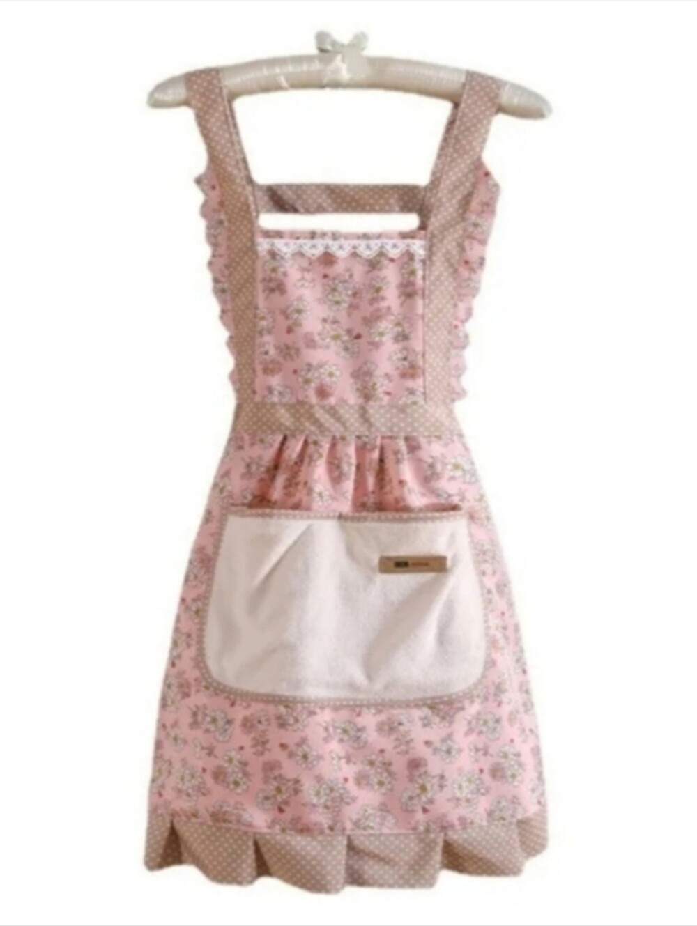 Pink Floral Cottagecore Apron With Pockets